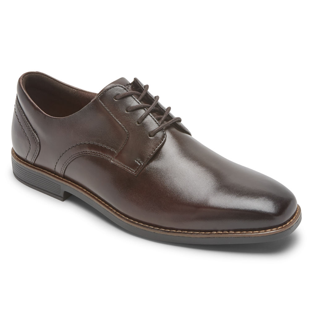 Sapatos Lace Ups Rockport Homem Marrom Escuro - Slayter Plain Toe Shoe - 67592MCAZ